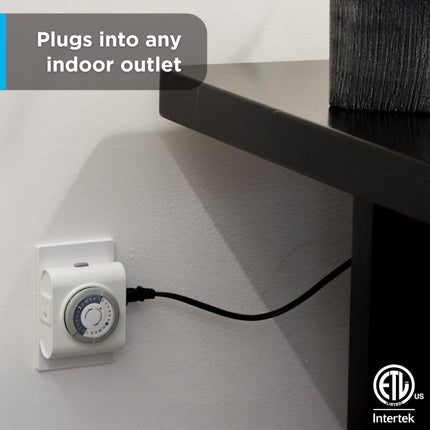GE 24-Hour Heavy Duty Indoor Plug-in Mechanical, 2 Grounded, 30 Minute Intervals, Daily On/Off Cycle, Outlet Timer, Seasonal, Christmas Tree Lights and Holiday Decorations, 3 Pack-66404, White, 3 Pack