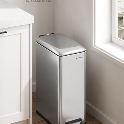 SONGMICS 48L Slim Pedal Bin, Steel, with Lid, Soft Closure