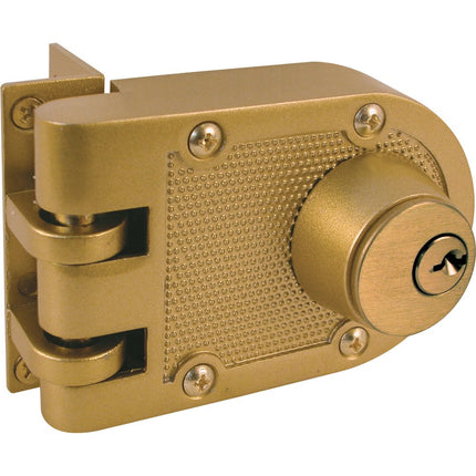 Prime-Line U 9972 Jimmy-Resistant Deadlock, Diecast, Brass Color, Angle Strike, Double Cylinder