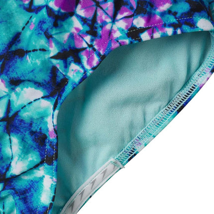 Speedo Girls Thin Strap One Piece Swimsuit, Deep Aqua/Purple, XL