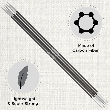 KnitPro Karbonz Double Pointed Needles 6" (15cm) | 1.75 mm