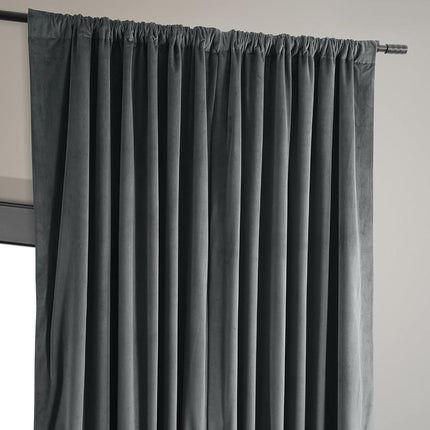 HPD Half Price Drapes Extra Wide Signature Velvet 120 Inch Long(1 Panel) 4-Pass Hotel Lined Window Thermal Blackout Curtains for Bedroom 100W x 120L, Natural Grey, 100" W x 120" L (Pack of 1)