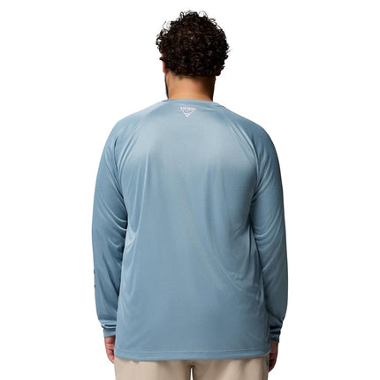 Columbia Mens PFG Terminal Tackle Long Sleeve Shirt, Dockside Blue Heather/Collegiate Navy, Medium