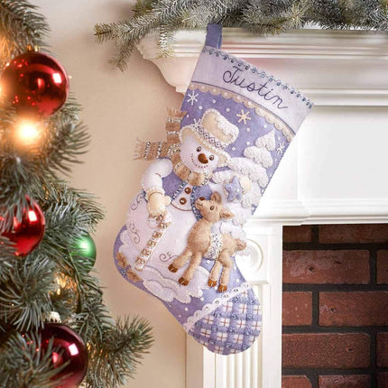 Bucilla 89245E Felt Applique Christmas Stocking Kit, Snowman's Winter, 18"