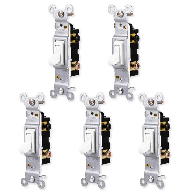 GE Switch, White, Grounding Toggle 5 Pack, Single 
