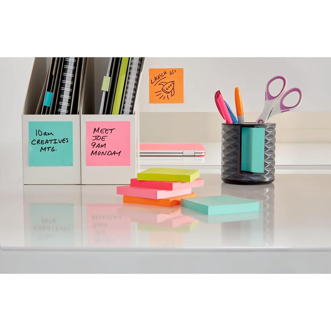 Post-it Note Dispenser, Vertical Design, Pop-Up Notes, Black with Grey Geometric Pattern, 1 Aqua Splash 3 in x 3 in Super Sticky Note Pad
