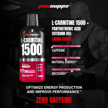 Pro Supps L-Carnitine 1500 Liquid Fat Burner, Metabolic Enhancer (Berry Flavor), 31 Servings, Torch Fat and Get Ripped