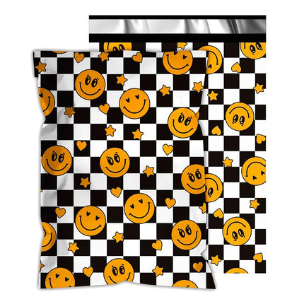 Poly Mailers 14.5x19 Inch, 50 Pack, Smiley Checker