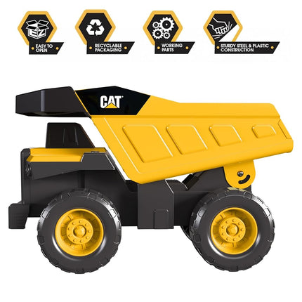 CAT Construction, Real Steel Max Dump Truck 12" - Heavy Duty Steel Construction Toy with Realistic Working Dump Bed – Durable Vehicle for Indoor & Outdoor Play – Ages 3+, Yellow
