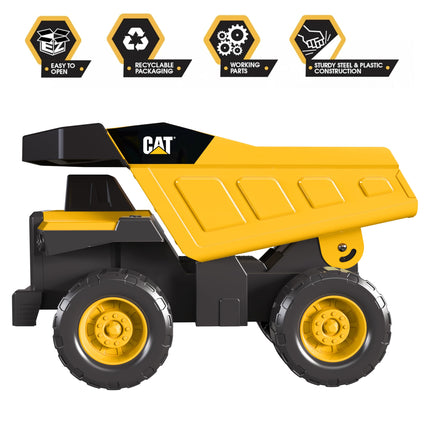 CAT Construction, Real Steel Max Dump Truck 12" - Heavy Duty Steel Construction Toy with Realistic Working Dump Bed – Durable Vehicle for Indoor & Outdoor Play – Ages 3+, Yellow