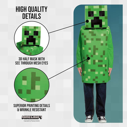 Disguise Kids Mojang Minecraft DISK65642K Classic Creeper Costume, Boys, Green, Medium, M