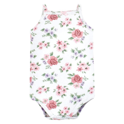 Hudson Baby Unisex Baby Cotton Sleeveless Bodysuits, Tea Party, 3-6 Months