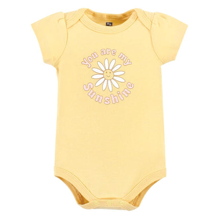 Hudson Baby Unisex Baby Cotton Bodysuits, Peace Love Flowers, Newborn, Peace Love Flowers, Newborn