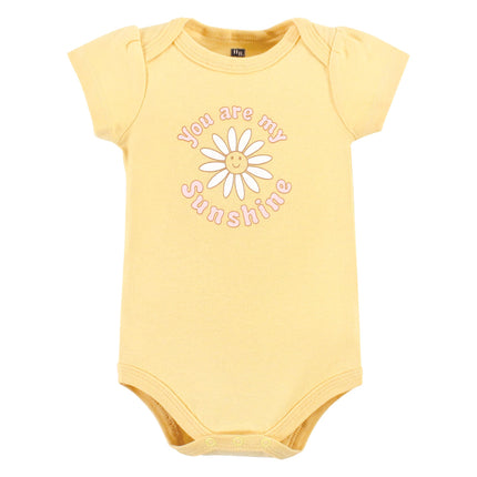 Hudson Baby Unisex Baby Cotton Bodysuits, Peace Love And Flowers, 6-9 Months, Peace Love and Flowers, 6-9 Months