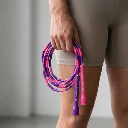 Elevate Rope Beaded Skipping Rope 3M Adjustable Beaded Rope Pink Purple