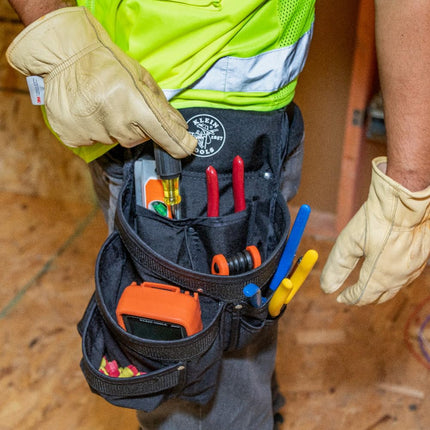 Klein Tools 5700 Tool Pouch, PowerLine Series Utility Pouch Fits Tool Belts up to 2.5-Inch, Strong Rivet Reinforced Stitching, 9-Pocket