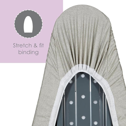 Ironing Board Cover and Pad (Silver Silicone), 100% Cotton with Premium Polyester Padding by Seymour Home Products; Fits Full Size Board | Stain and Scorch Resistant; Elastic Edge