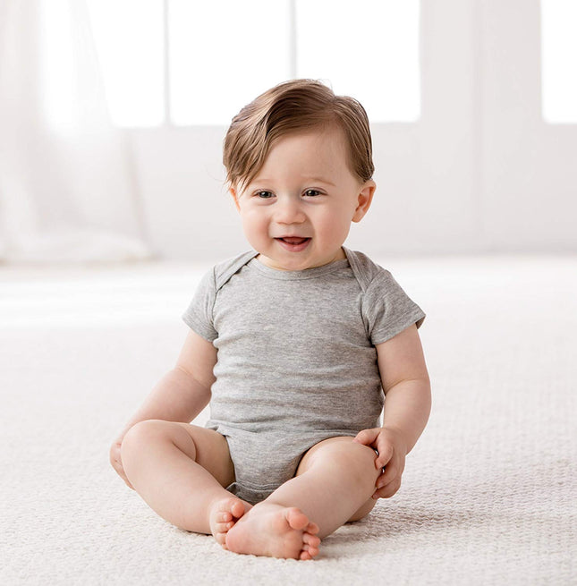 Gerber baby-boys 5-pack Solid Onesies Bodysuits, Gray, 0-3 Months