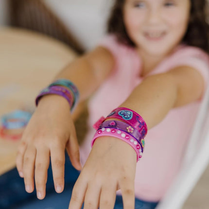 Melissa & Doug Design-Your-Own Bracelets with 100+ Sparkle Gem and Glitter Stickers Kids Snap Bracelets, Kids Stickers, Jewellery Crafts for Ages 4+