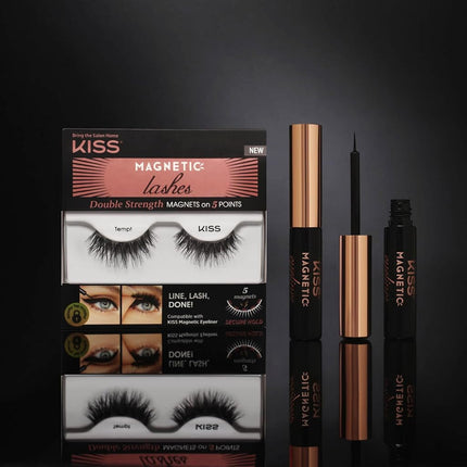 KISS Magnetic Lashes Tempt, 1 Pair, Black, (Pack of 1), KMEL02C