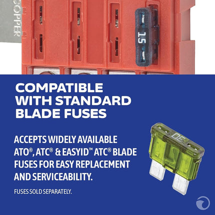 Kit de 4 circuitos para bloque de fusibles de cuchilla ST Blue Sea Systems 5024 con montaje en terminal de batería
