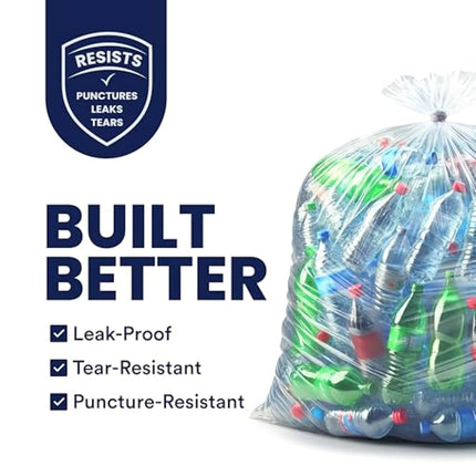 Plasticplace - W55LDC2 55-60 gallon Trash Bags │ 2 Mil │ Clear Heavy Duty Garbage Can Liners │ 38” x 58” 1 Count (Pack of 50)