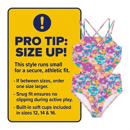 Kanu Surf Girls' Beach Sport Cut-Out One Piece Swimsuit, River Purple, 10