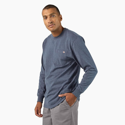 Dickies Men's Long Sleeve Heavyweight Crew Neck, Dark Denim Heather, Medium