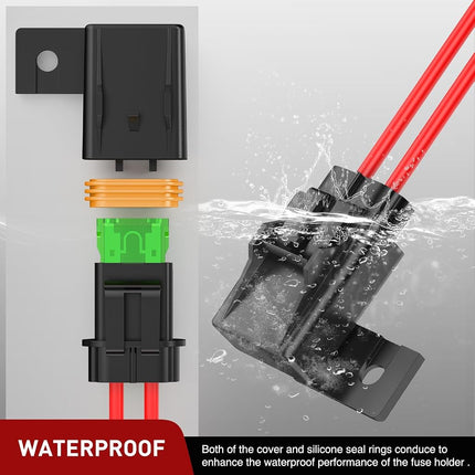 Nilight 6pcs Inline Fuse Holder 12AWG Waterproof ATC/ATO Blade Holder 20A 30A 40A Regular Heavy Duty in Line w/Cover Fits 1A to 30A Fuses for 12V Automotive Vehicles