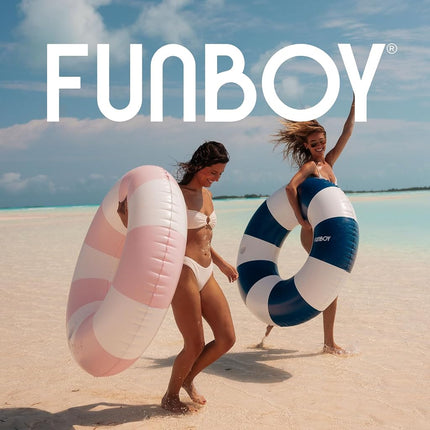 FUNBOY Giant Vintage Navy Blue Stripe 48'' Tube Float with Integrated Cup Holder, Perfect for a Summer Pool Party, Large