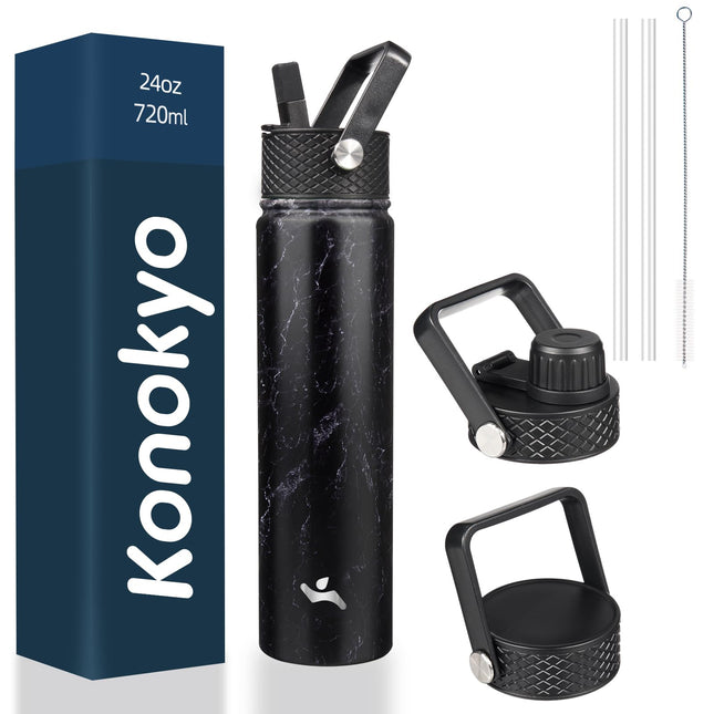 Konokyo Insulated Water Bottle with Straw,24oz 3 L