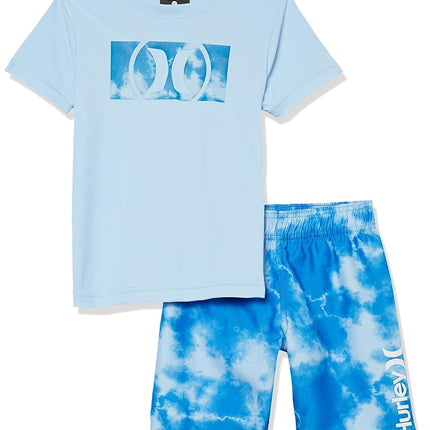 Traje de baño Hurley de 2 piezas para niños, azul/teñido anudado, 4