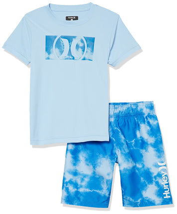 Hurley Boys' Swim Suit 2-Piece Outfit Set, Blue/Ti