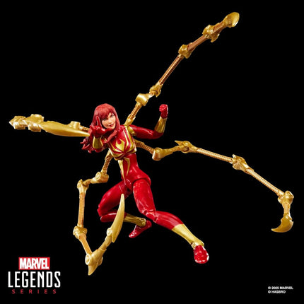 Marvel Legends Series Magic: The Gathering Mary Jane Watson (Iron Spider), Spider-Man Action Figure and Exclusive Foil Trading Card, Red