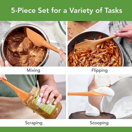 Tovolo 5-Piece Spatula Silicone Utensil Set (Apricot): Spatula, Spoonula, Jar Scraper, Mini Spatula, and Mini Spoonula