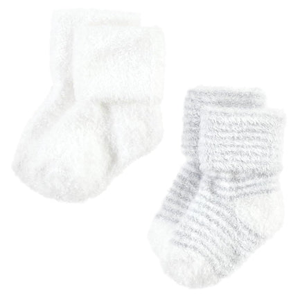 Hudson Baby Unisex Baby Cotton Rich Newborn and Terry Socks, Gray Stripe, 6-12 Months, Gray Stripe 8 Pack, 6-12 Months