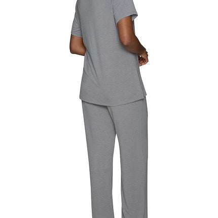 Vanity Fair Women's Beyond Comfort Modal Pajama Set Long, Short Sleeve-Steel Grey Heather, S
