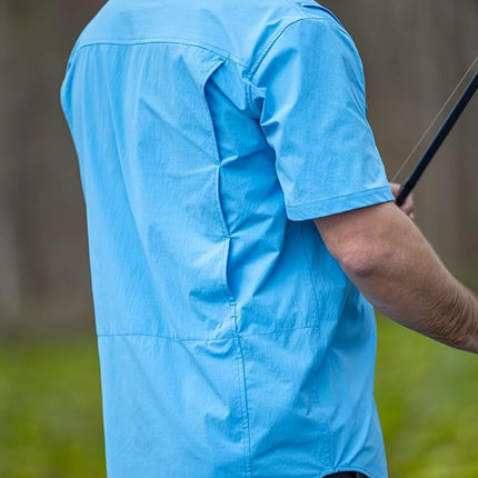 HUK Back Draft Solid Short Sleeve Button, Vented Fishing Shirt for Men, Marolina Blue, 3XL