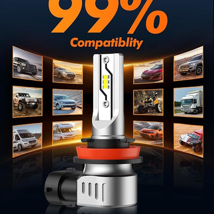 SEALIGHT F5 H13 H10 LED Light Bulbs Combo, 4,0000 Lumens 6500K White, 1:1 Design with Cooling Fan, 9008/H13 H10/9140/9145 LED Fog Light Bulbs Combo for 2005/2004 Ford F-150, Plug and Play, Pack of 4