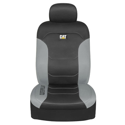 Caterpillar Flexfit Automotive Seat Covers for Cars Trucks and SUVs (Set of 2) – Black Car Seat Covers for Front Seats, Seat Protectors with Gray Honeycomb Trim, Auto Interior Covers