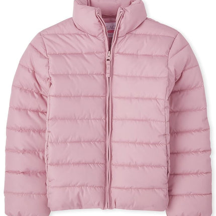 The Children's Place Girls Medium Weight Puffer Jacket, Wind-resistant, Water-resistant, Rose Quartz, XLarge (14)