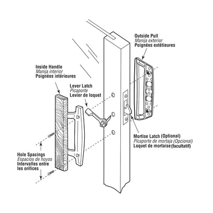 PRIME-LINE C 1177 Mortise Style Sliding Door Handle, 1 Set, White