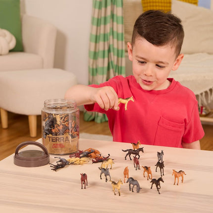 Terra by Battat Horse Toys, 60 Wild Horses Tube, Mini Animal Figures, Tubes