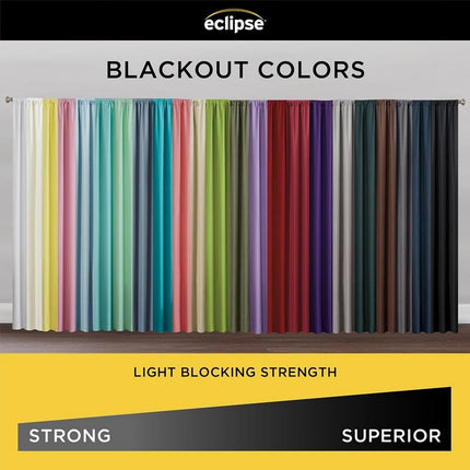 Eclipse Kendall Modern Blackout Thermal Rod Pocket Window Curtain for Bedroom or Living Room (1 Panel), 42" x 95", Chocolate