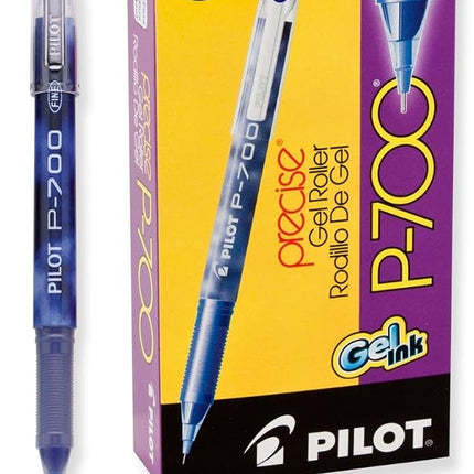 Pilot Precise P-700 Gel Ink Rolling Ball Pens, Fine Point, Blue Ink, Dozen Box (38611)