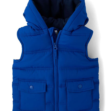 Gymboree Boys' and Toddler Zip Up Puffer Vest, Navy Pier, 4T