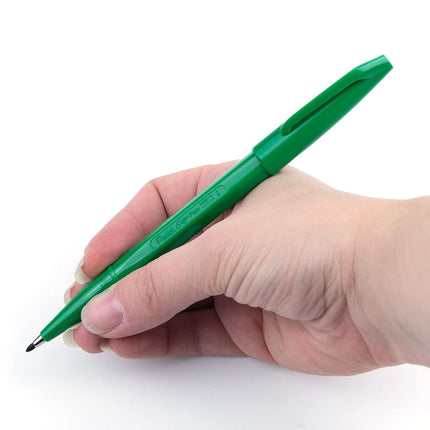Pentel Sign Pen Fiber-Tipped Pen, Green Ink, Box of 12 (S520-D)
