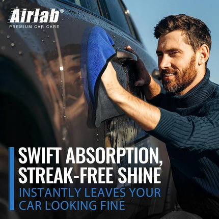 Airlab 4 x Professional 800GSM Microfibre Cloths, 40 x 40 cm, Absorbent Towels, No Streaks, Quick Wash, Dust Capture Polishing, Cleaning Cloths for Glasses, Kitchens, Bathrooms