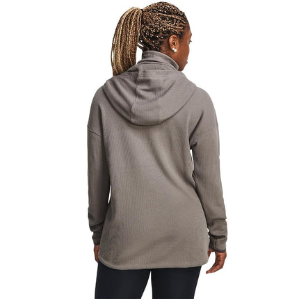 Under Armour Women's Waffle Funnel Hoodie, (295) Pewter / / Ash Taupe, XS