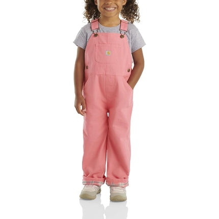 Carhartt Baby Girls' Canvas Bib Overalls (Lined and Unlined), Pink Lemonade, 9 Months
